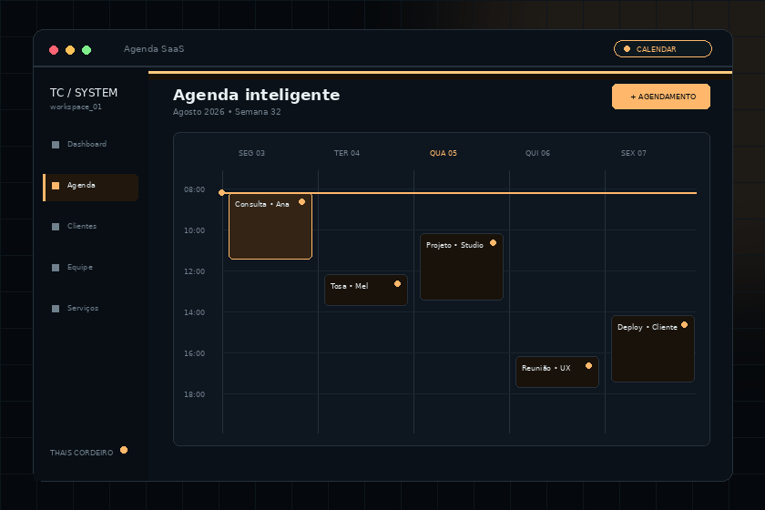 Demonstração animada da Agenda SaaS